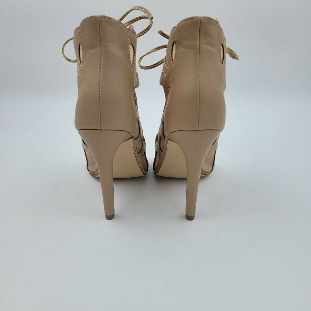 New Look Chic Lace-Up Caged Stiletto Booties Tan Natural Size US 7 / EU 37 Wide - Picture 4 of 10